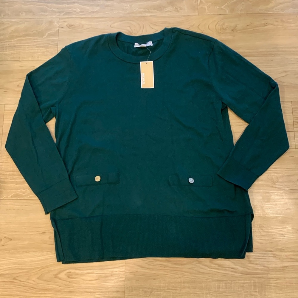 Michael Kors Women’s Long Sleeve Pullover Dark Emerald Sweater X-large